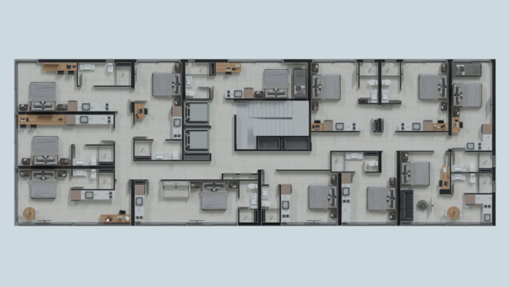 Planta do empreendimento condo-hotel futurista agrega luxo e tecnologia